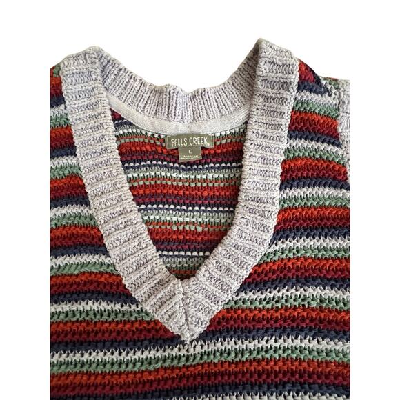 FALLS CREEK Women's L Lavender Striped Multicolor High-Low Knitted Sweater Vest - Picture 3 of 3